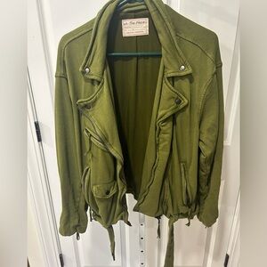 Free People Green Rebel Knit Jacket